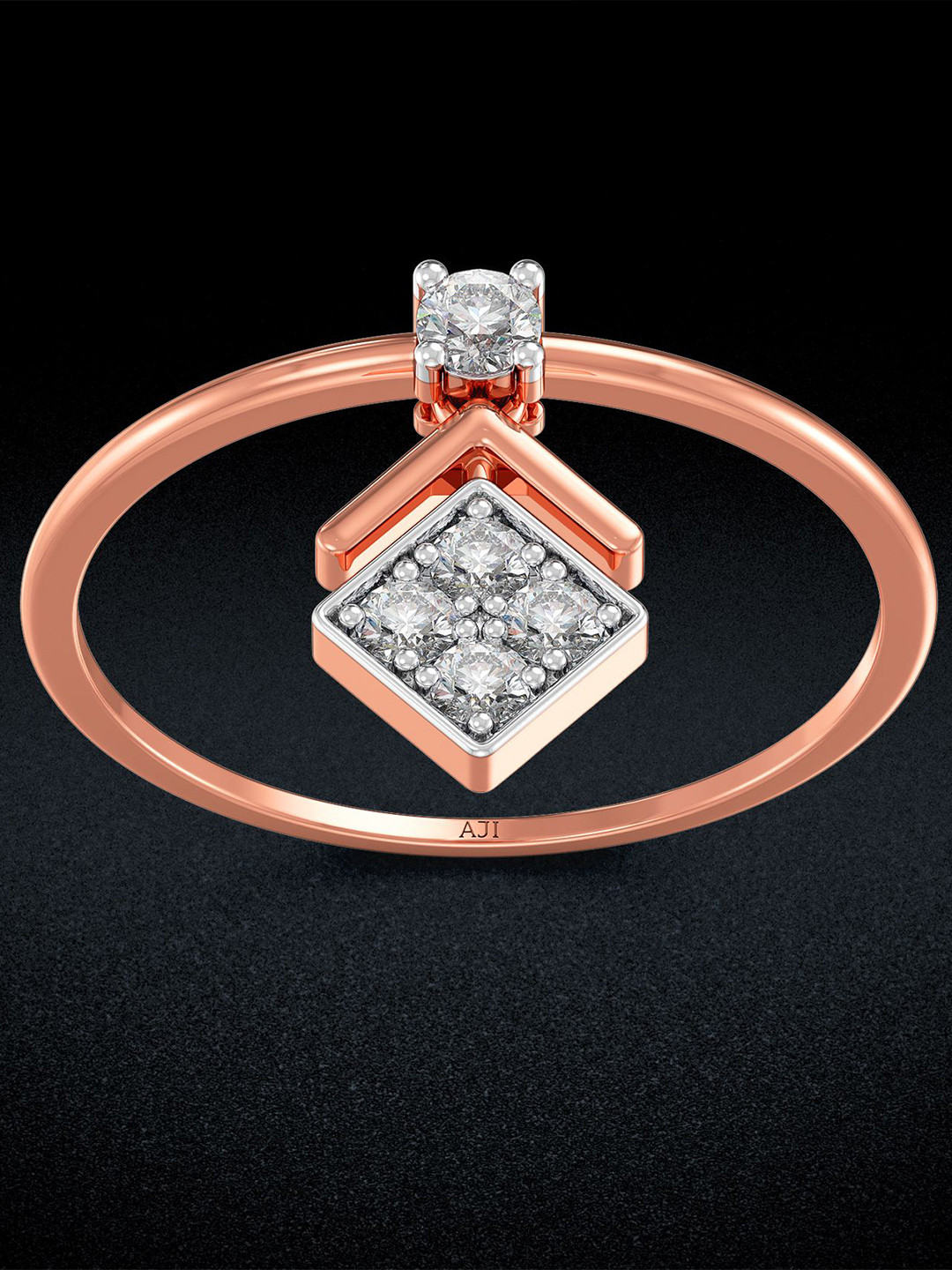 Joyalukkas Women 18kt Rose Gold Rhombus Diamond Ring