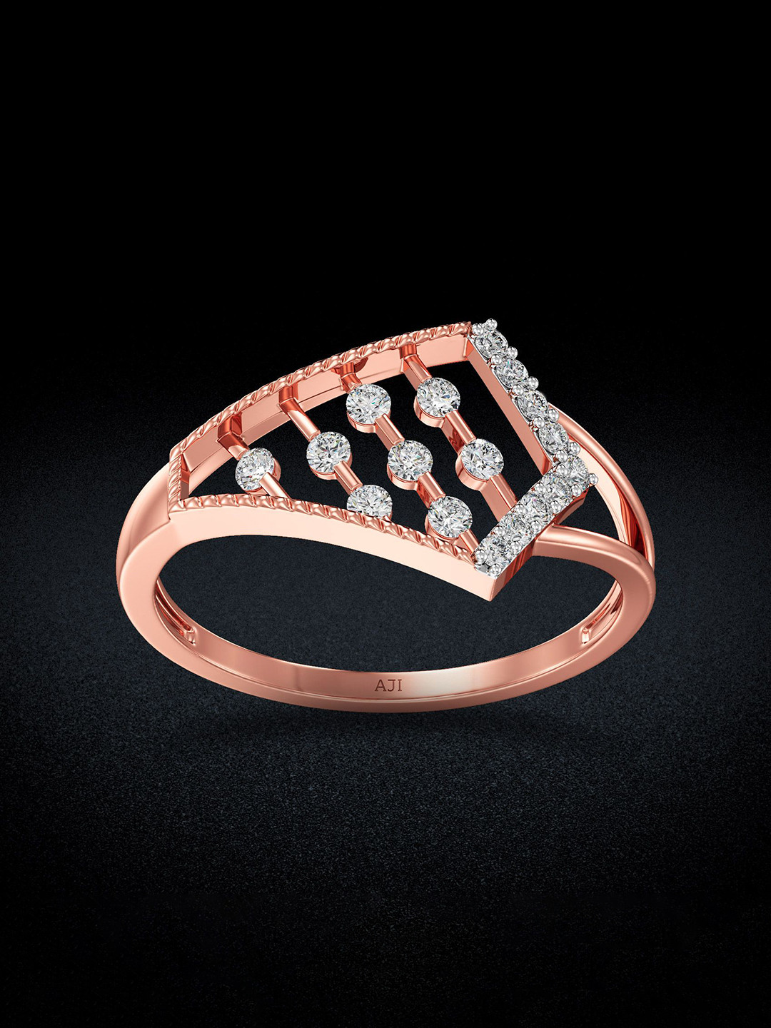 Joyalukkas 18kt Rose Gold Diamond Ring Studded Finger Ring