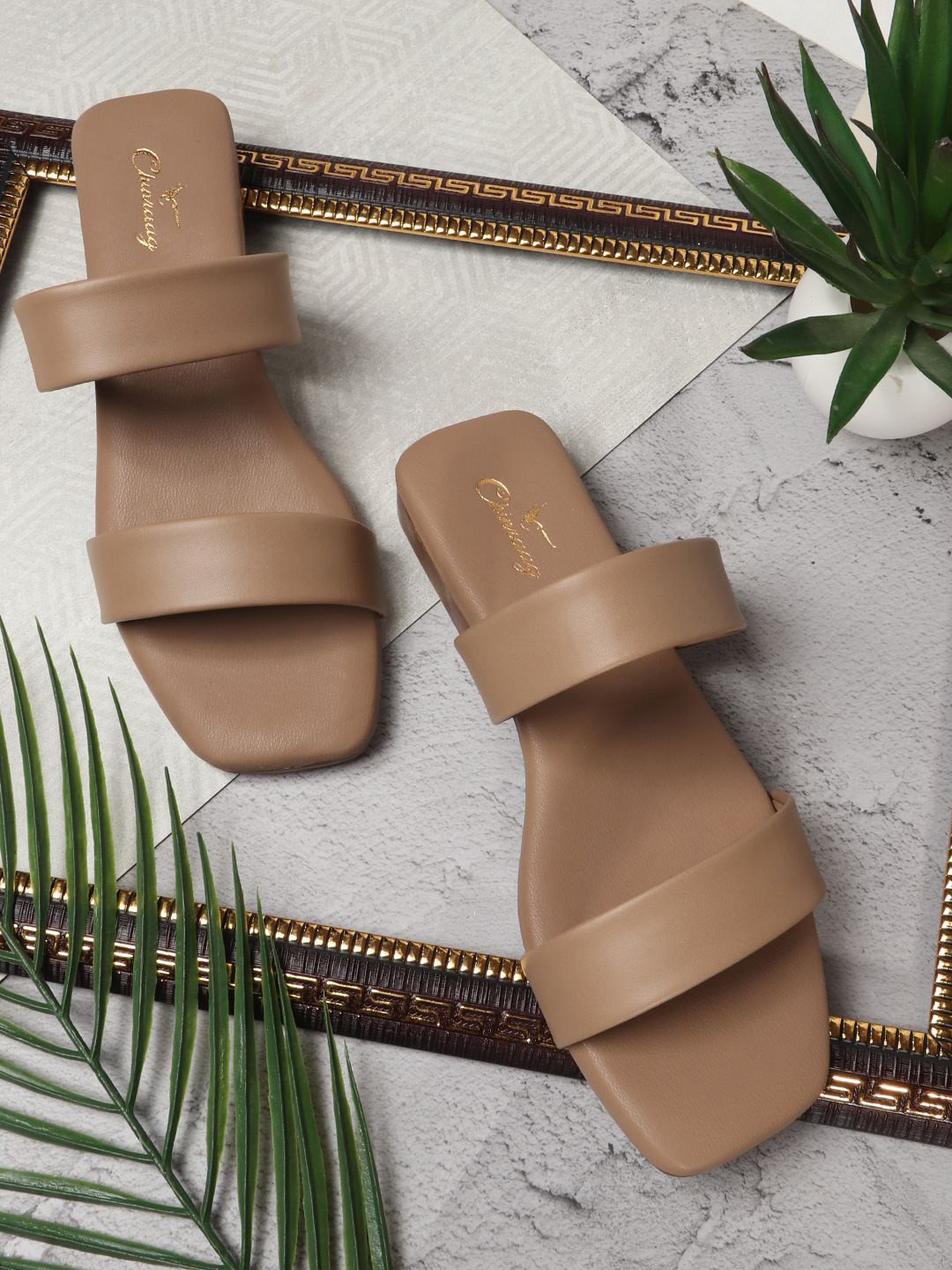 CHINRAAG Women Open Toe Flats with No Back Strap