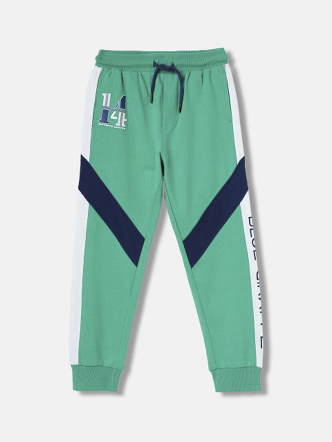 Blue Giraffe Boys Color-Blocked Straight Fit Pure Cotton Joggers