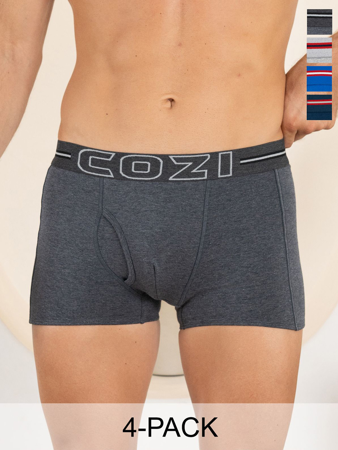 Lux Cozi Men Pack Of 4 Pure Cotton Trunks COZI_1125_LUXURY_AST_4PC-Assorted