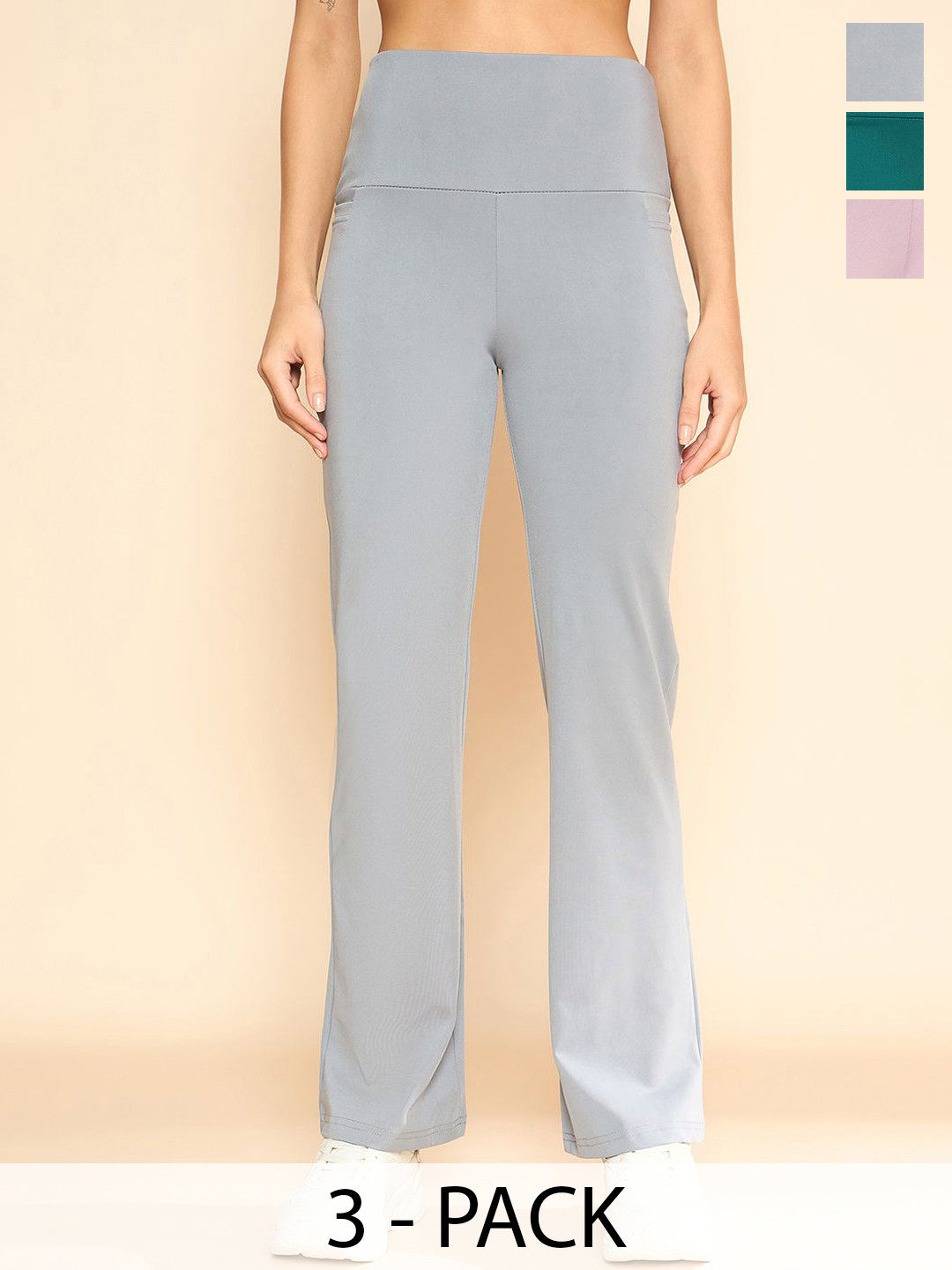 COLOR CAPITAL Pack Of 3 Flared Gym Tights