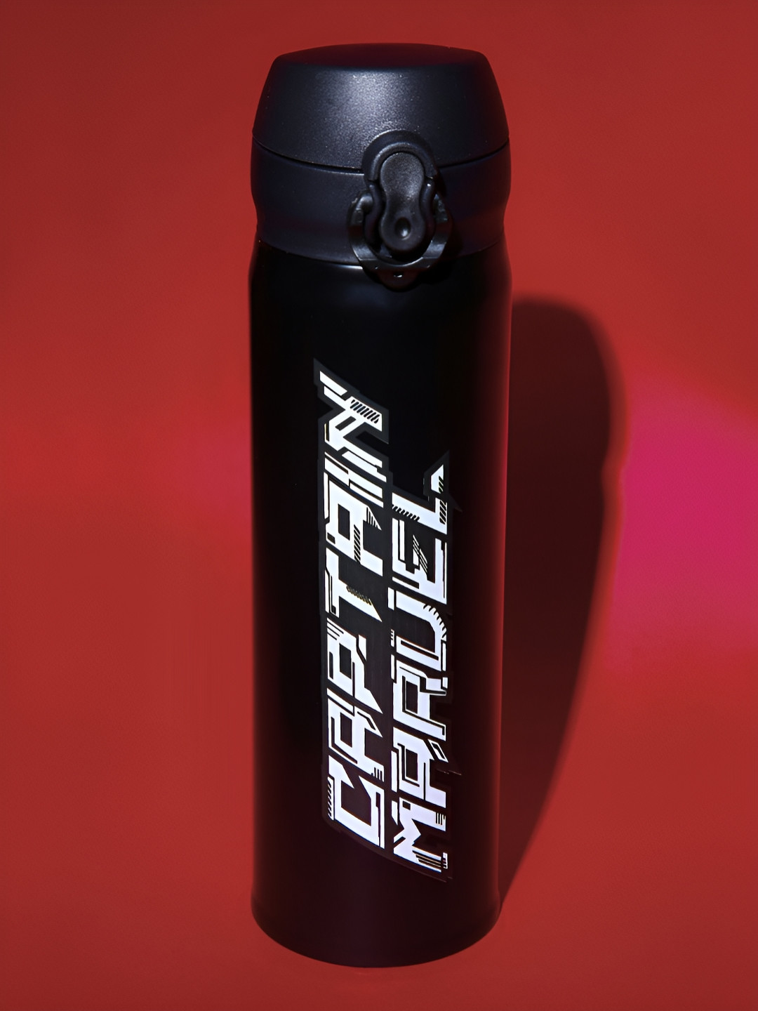 MARVEL STREET Black Typography Stainless Steel Single Wall Vacuum Water Bottle - 500ml