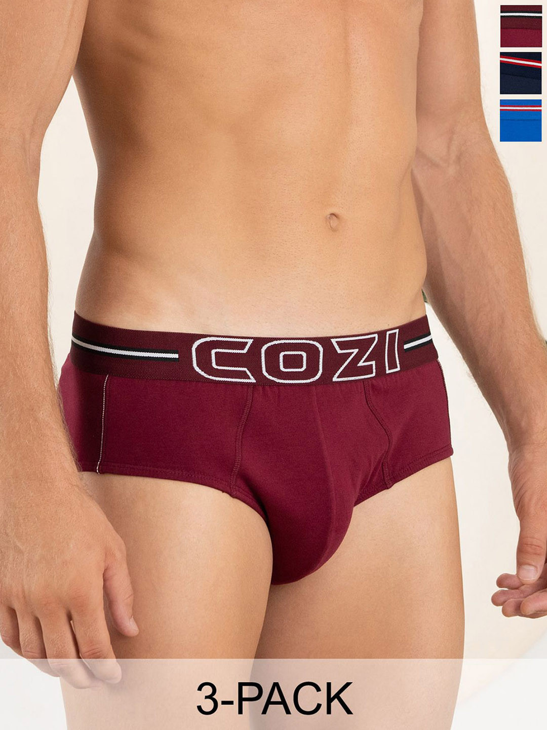 Lux Cozi Pack Of 3 Men Assorted Cotton Basic Briefs COZI_1124_LUXURY_AST_3PC