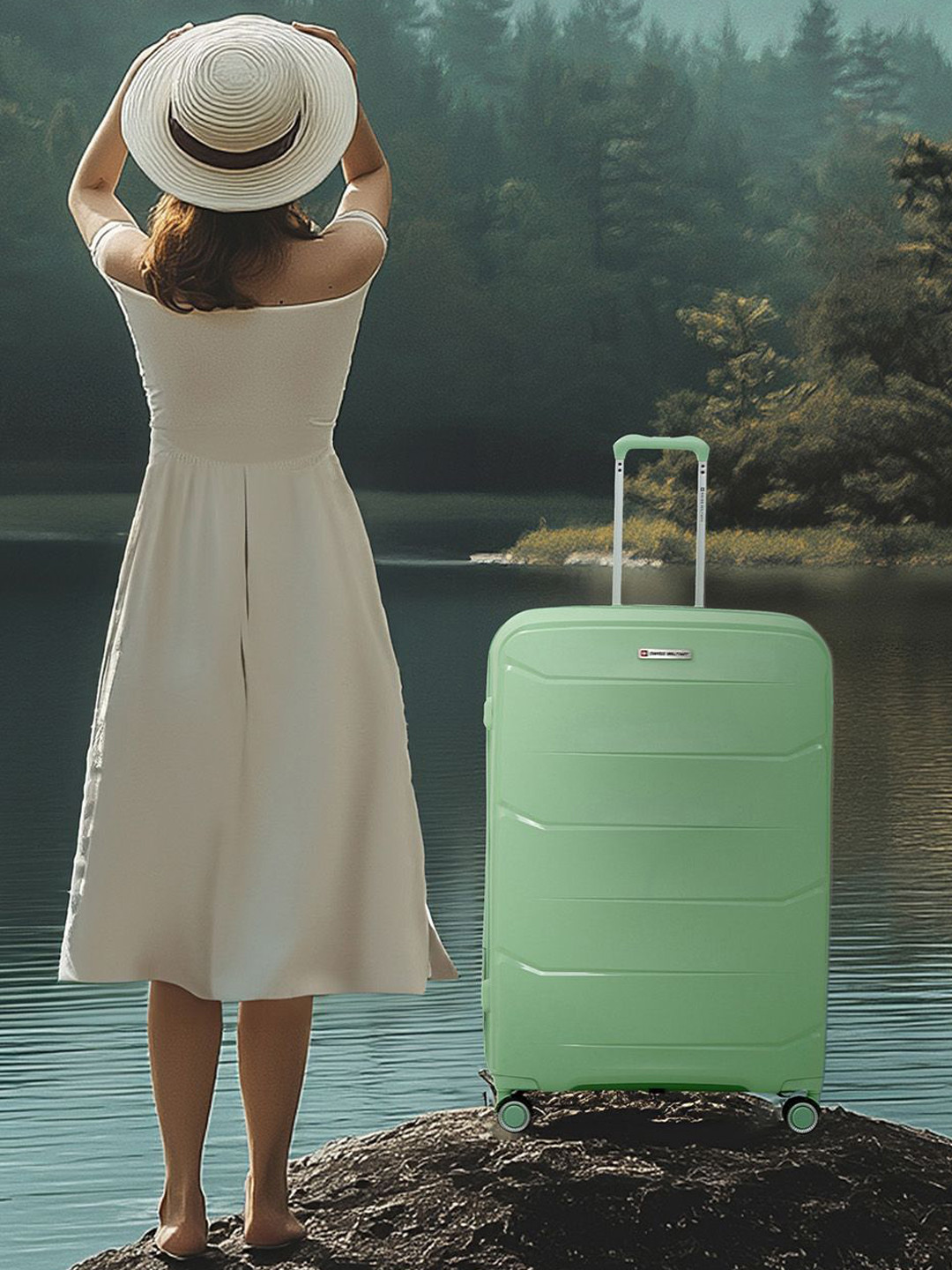 SWISS MILITARY Unisex 360-Degree Rotation Hard Sided Large Trolley Suitcase