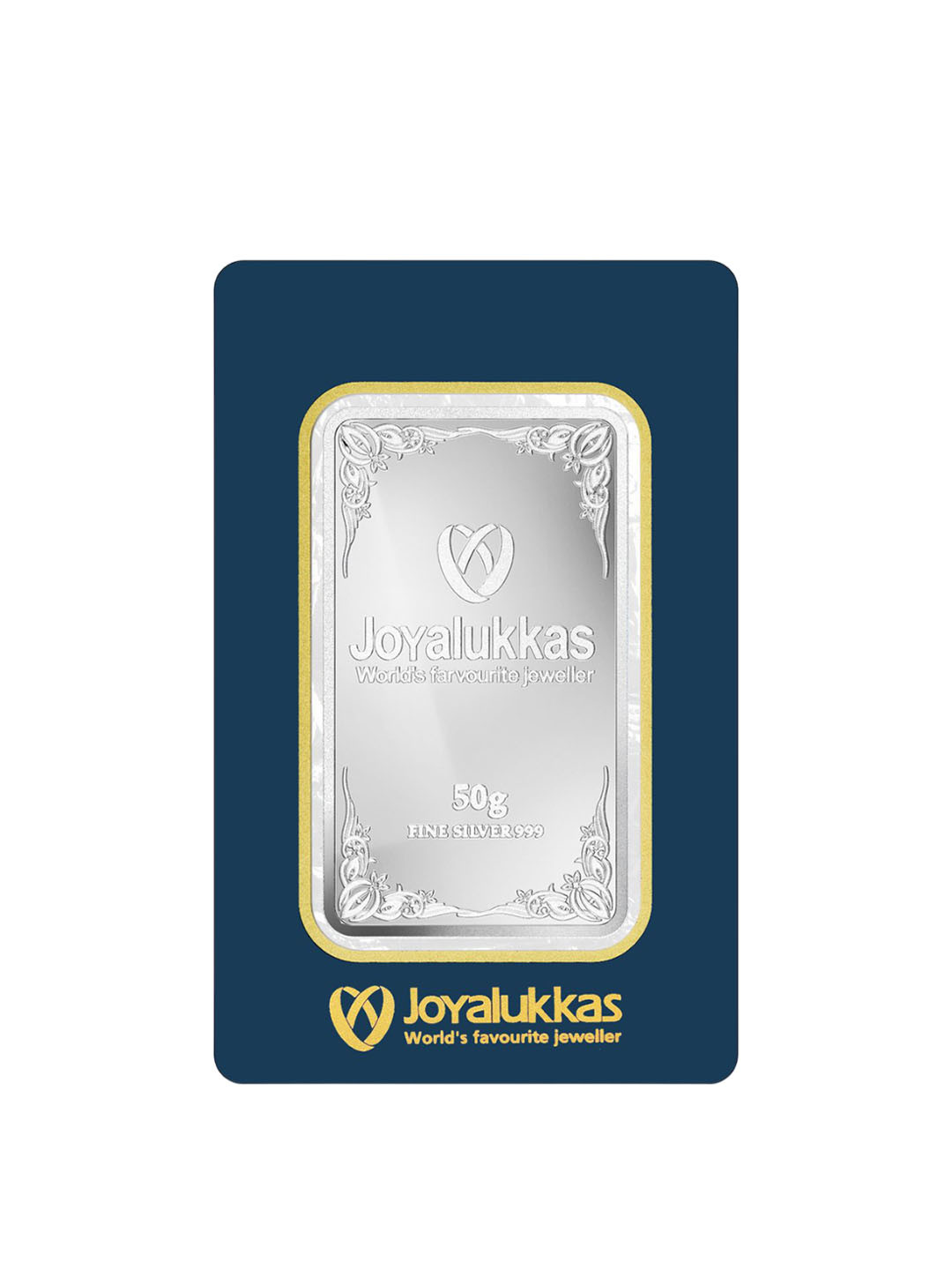 Joyalukkas  999 Purity Rectangle Shaped Blister Packed Silver Coin-50gm