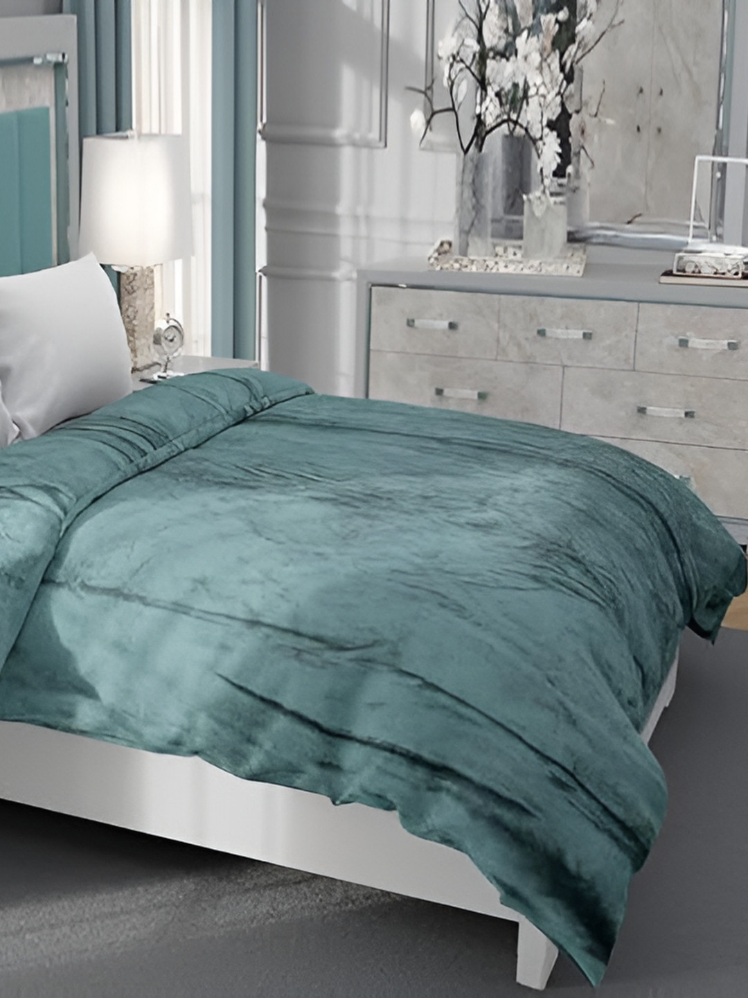 MORADO Sea Green Velvet Double Bed Duvet Cover