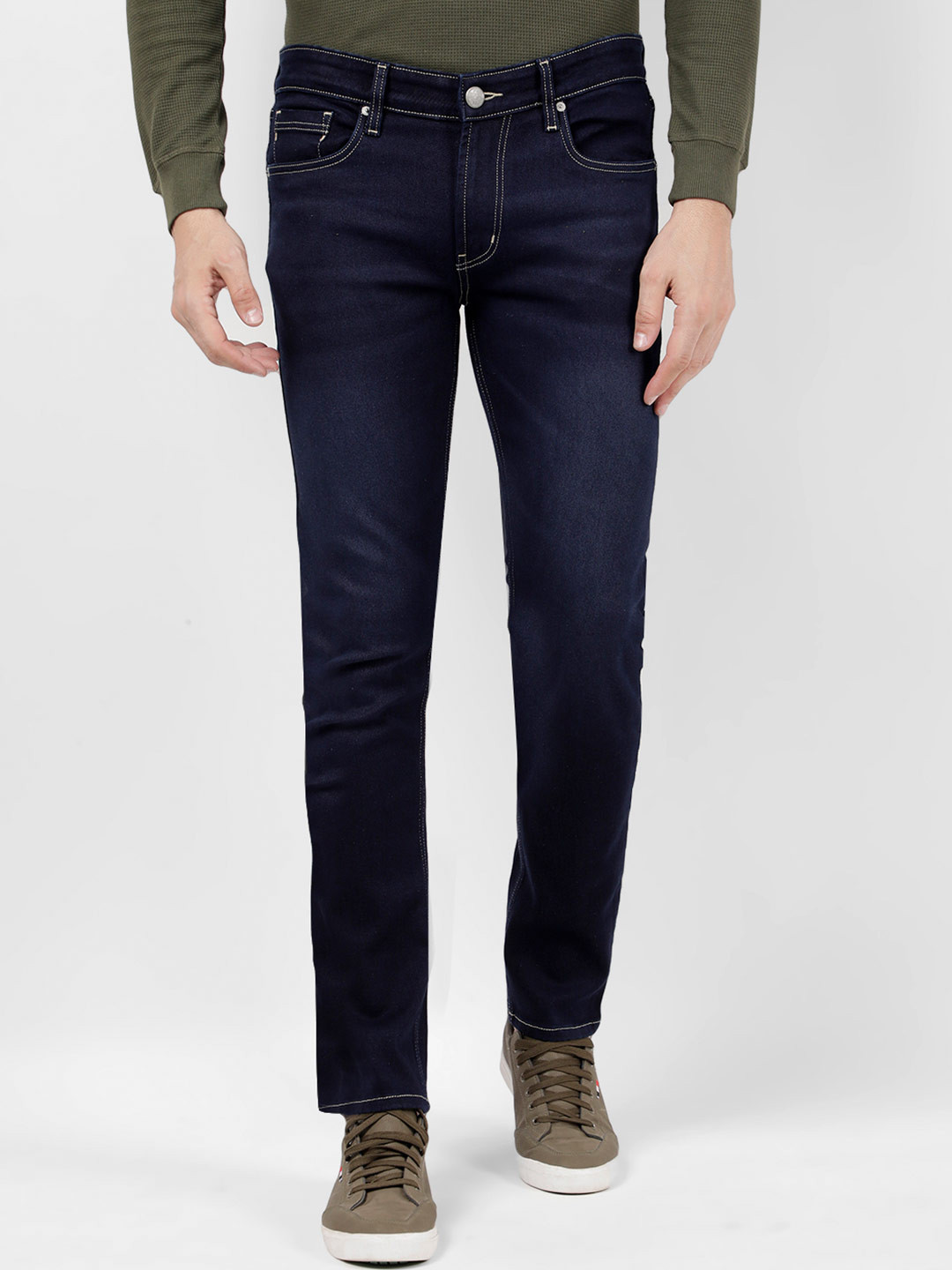 Numero Uno Men Deep Navy  Skinny Fit Low-Rise Stretchable Jeans