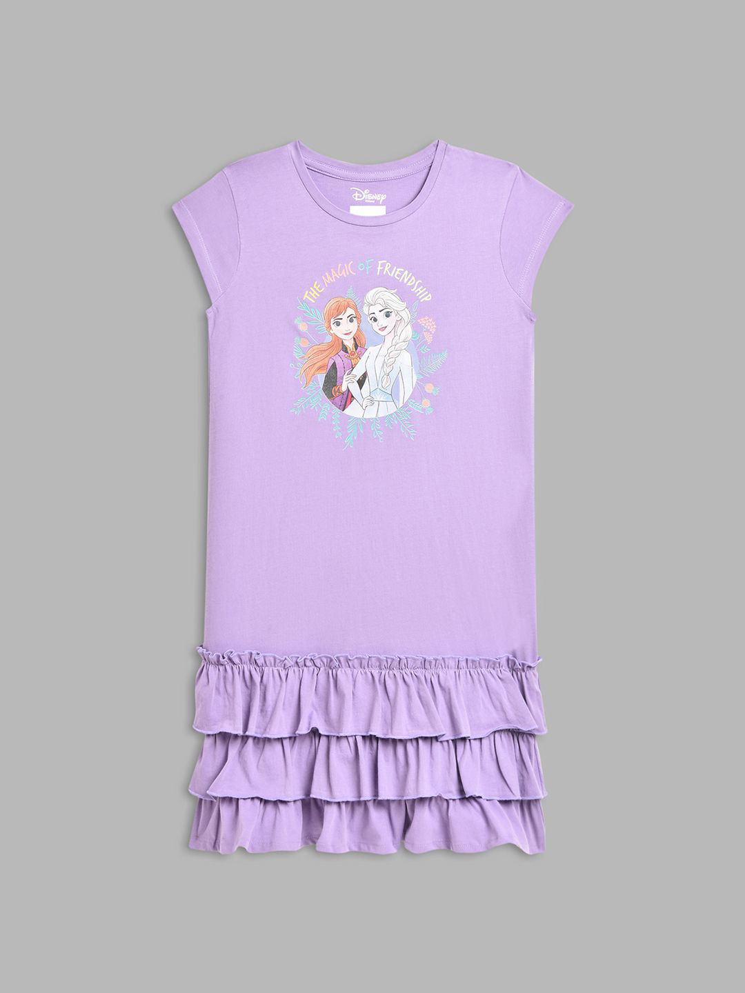 Blue Giraffe Girls Pure Cotton Cap Sleeves Cartoon Characters Print Drop-Waist Dress