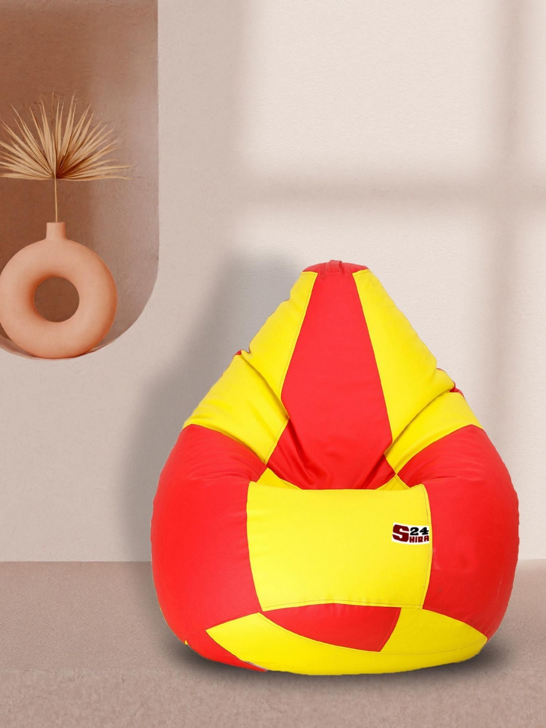 SHIRA 24 Red & Yellow Tear Drop Cut Bean Bag Cover