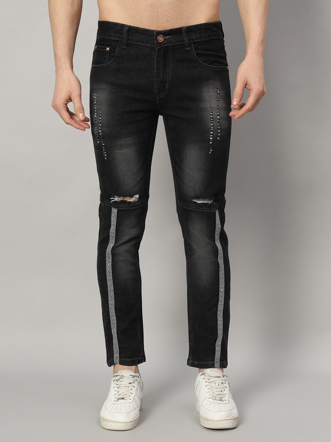 FUDE PRIDE Men Comfort Black Grey Stretchable Jeans