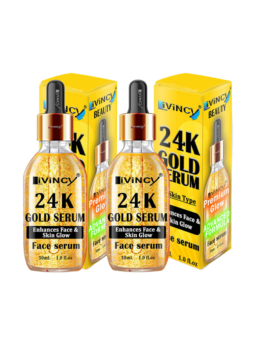 LIVINCY Set Of 2 24K Gold Facial Serum With Niacinamide - 30 ml Each