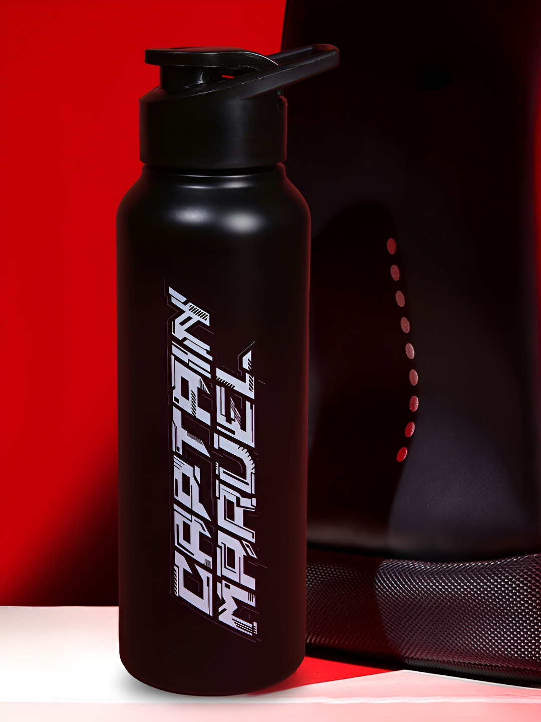 MARVEL STREET Black Typography Stainless Steel Single Wall Vacuum Water Bottle - 750ml