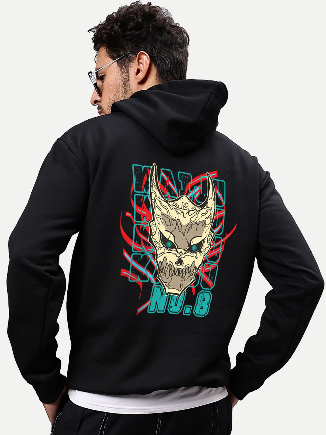 Mad Over Print Men Graphic Printed Hood Pullover Ribbed Sweatshirt