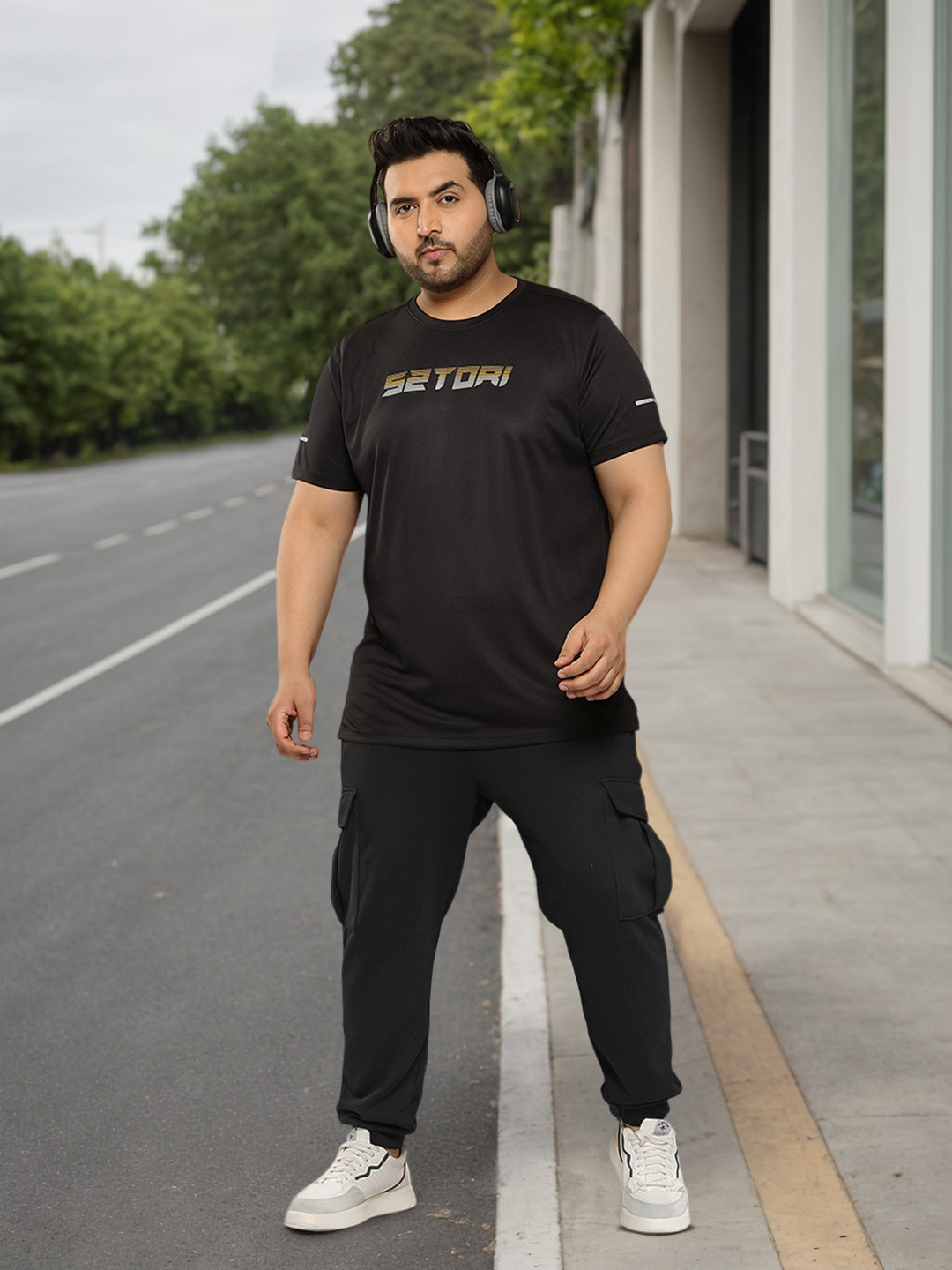 Sztori Plus Size Brand Logo Printed T-shirt