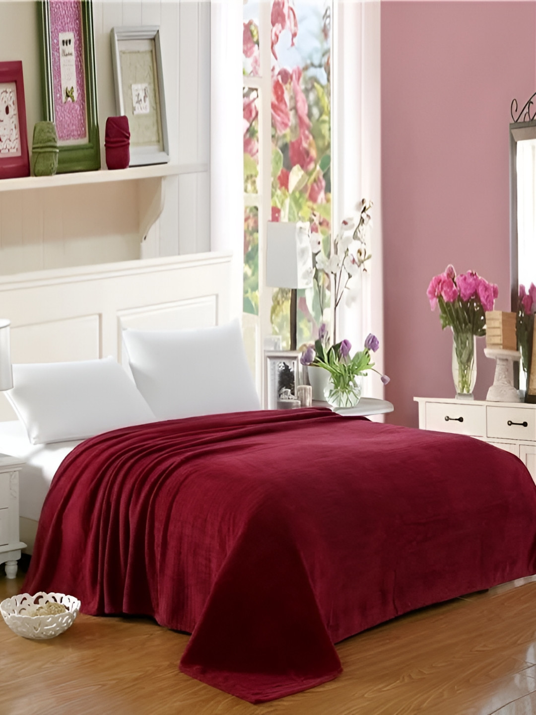 MORADO Maroon Velvet Double Bed Duvet Cover