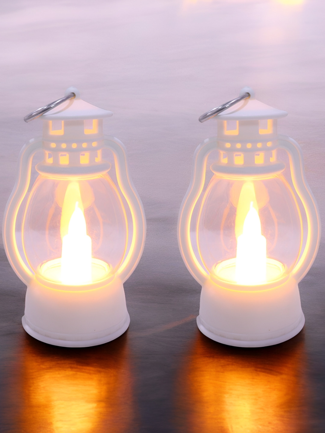 Extreme Karigari White & Transparent 2 Pieces Lanterns Candle Holder