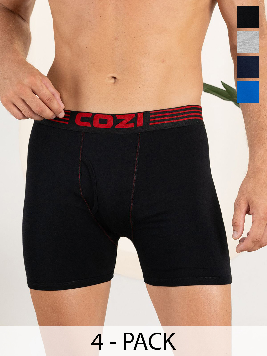Lux Cozi Pack Of 4 Assorted Pure Cotton Trunks- COZI_1123_LUXURY_AST_4PC
