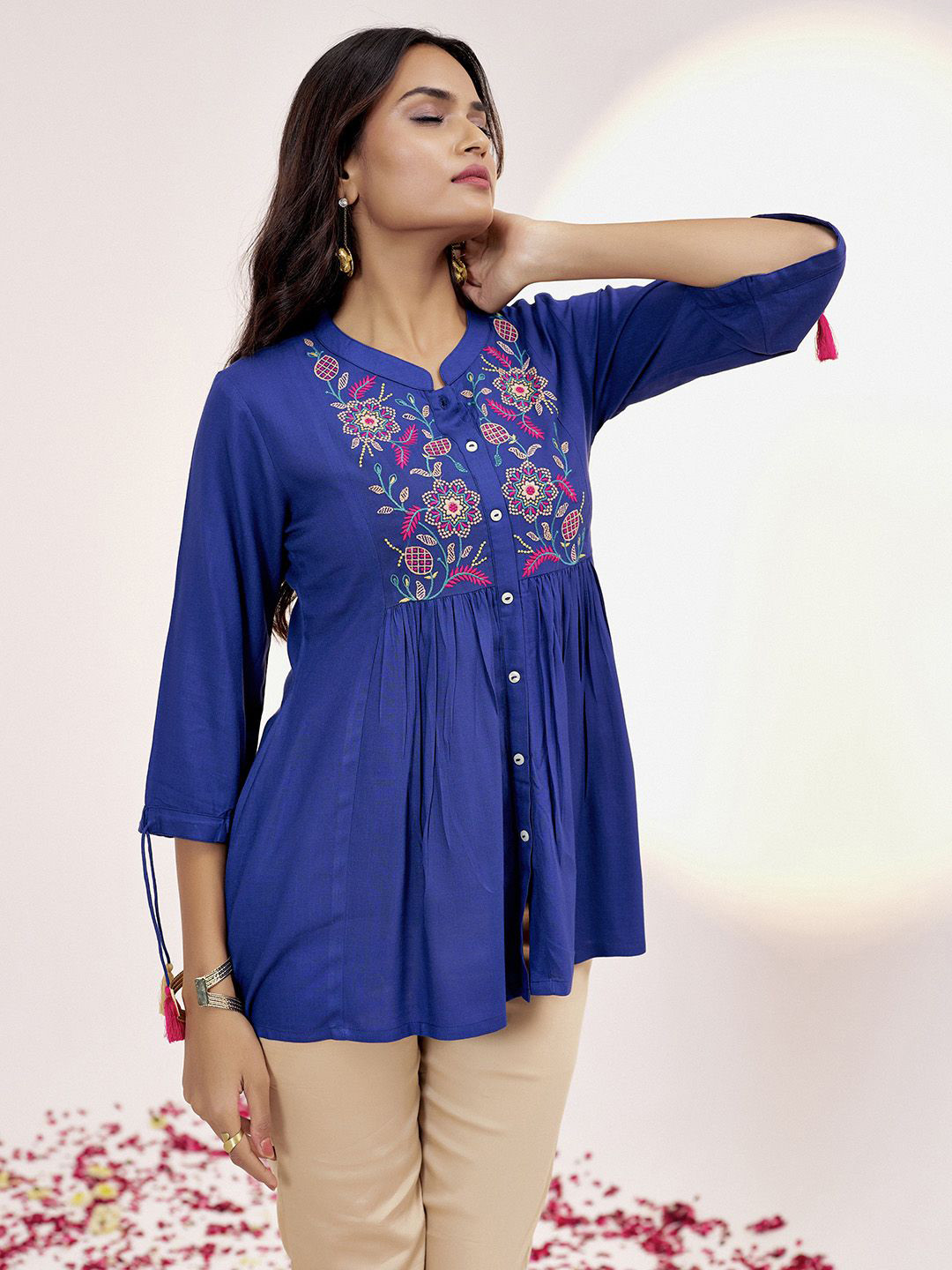 Jaipur Kurti Mandarin Collar Top