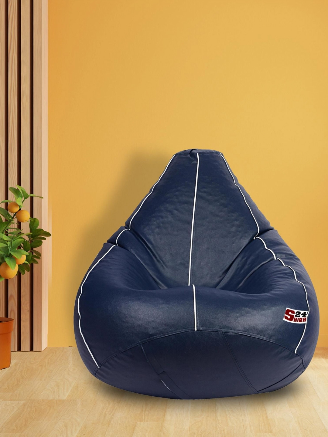 SHIRA 24 Navy-Blue & White Tear Drop Bean Bag Cover
