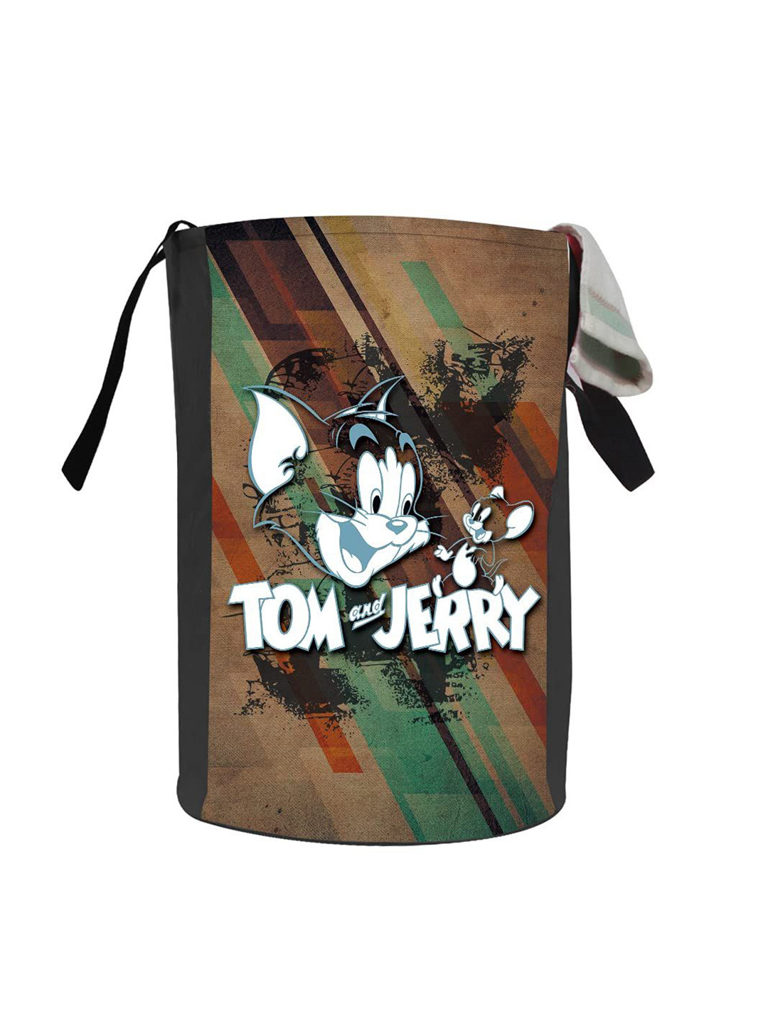 prettykrafts Brown & Black Printed Foldable Large Laundry Bag