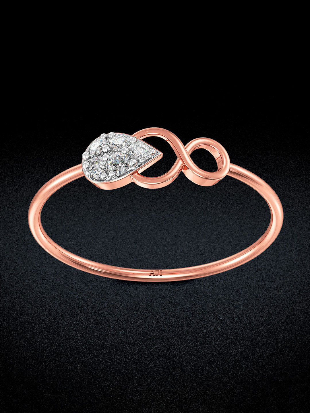 Joyalukkas 18Kt Leaf Infinity Diamond Studded Finger Ring For Women