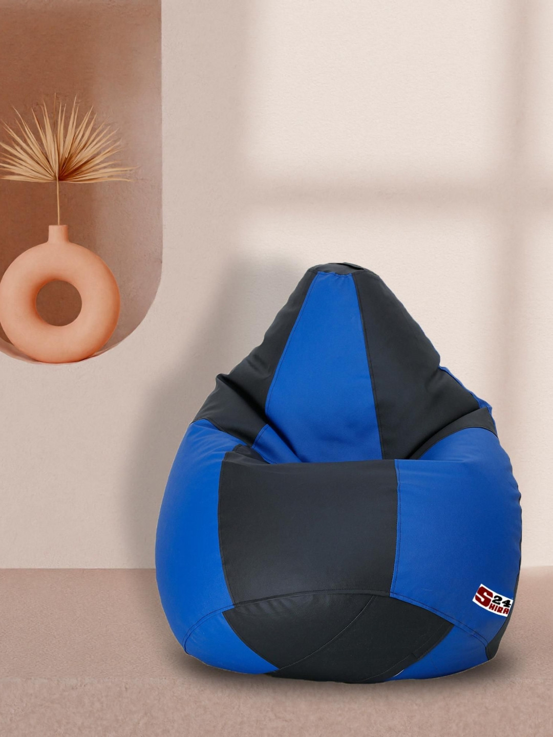 SHIRA 24 Blue & Black Tear Drop Cut Bean Bag Cover Without Beans