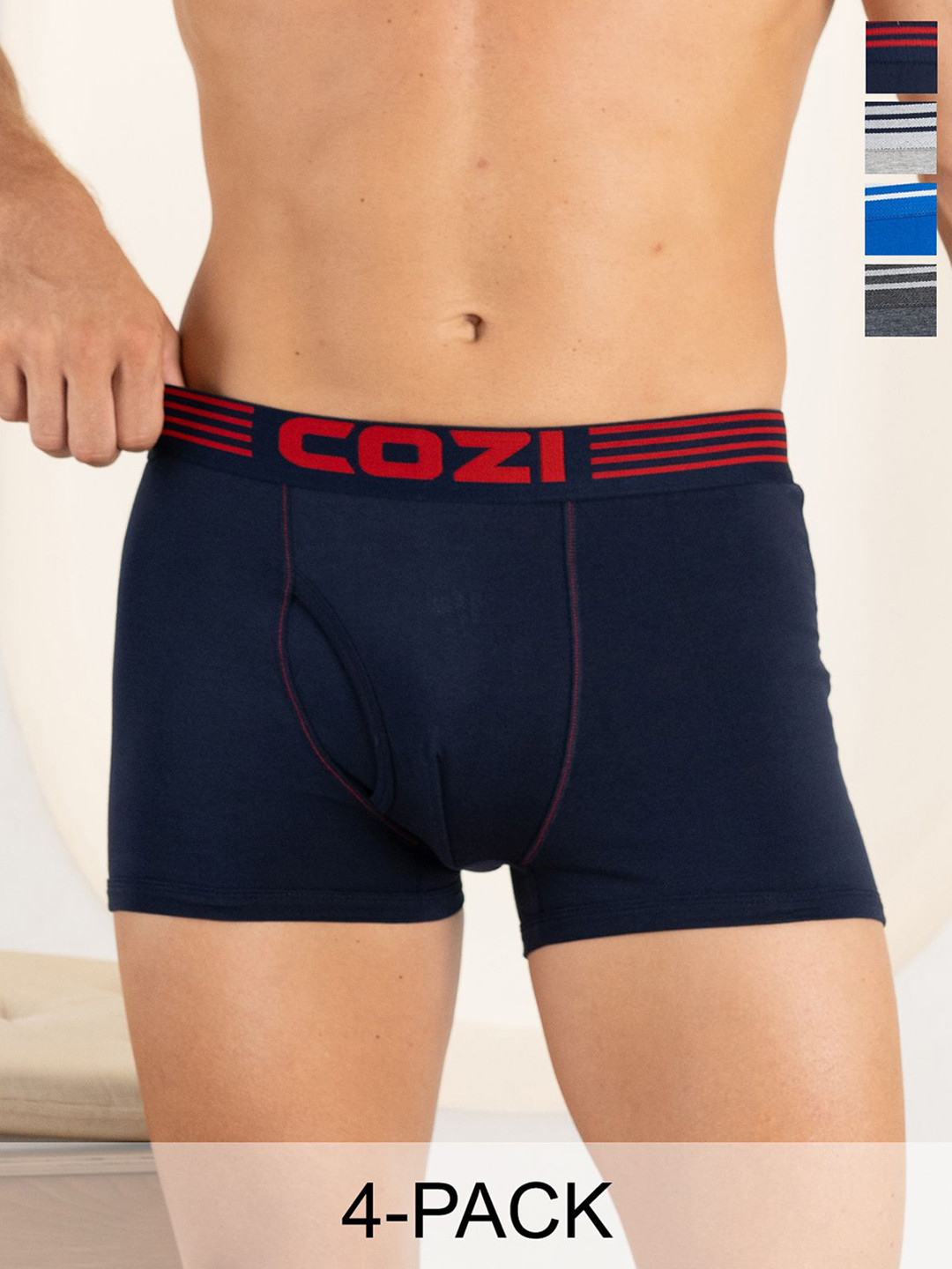 Lux Cozi Pack Of 4 Cotton Assorted Breathability Trunks COZI_1122_LUXURY_AST_4PC