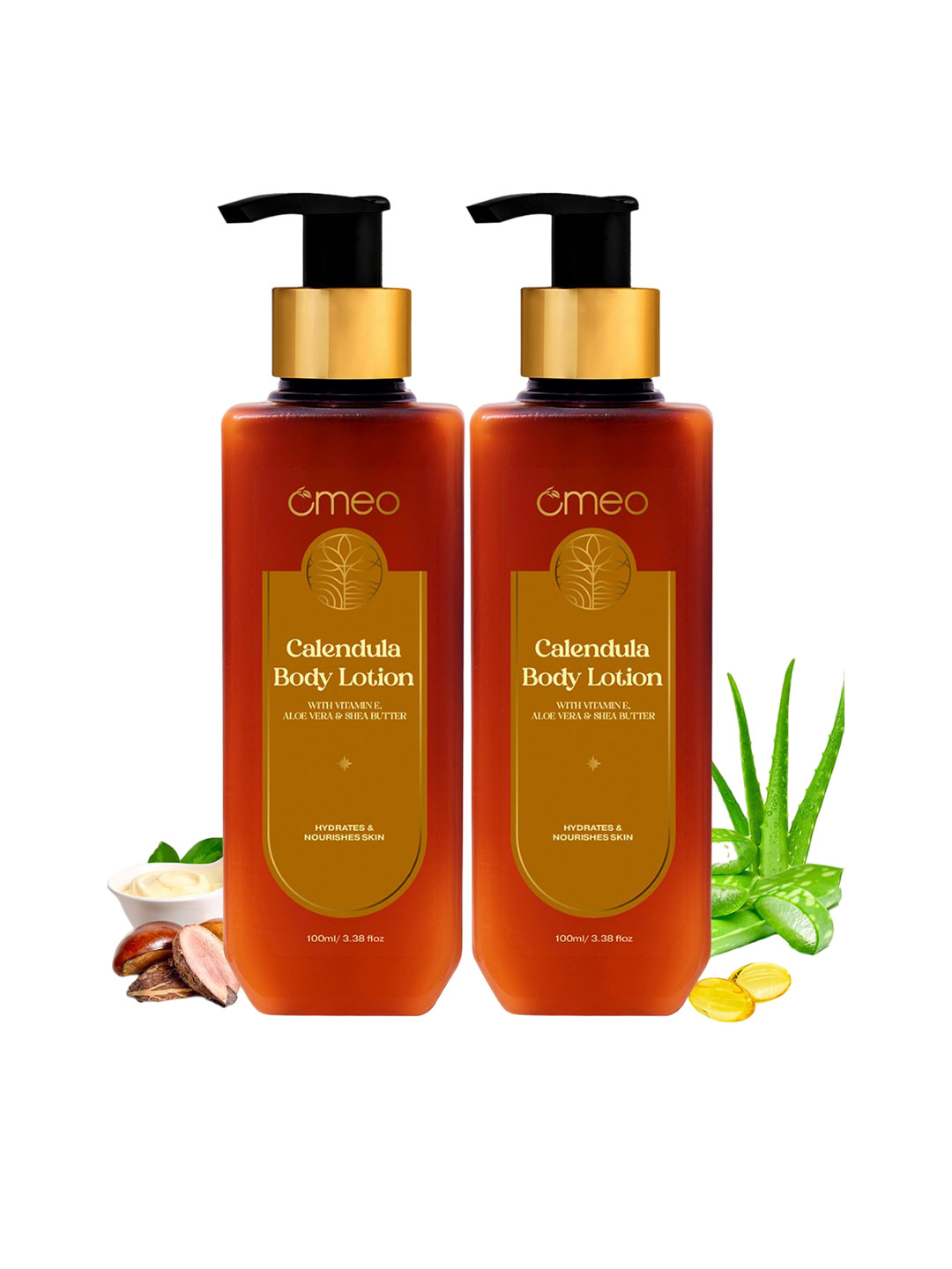 Omeo Set Of 2 Calendula Body Lotion with Vitamin E Aloe Vera & Shea Butter - 100ml Each
