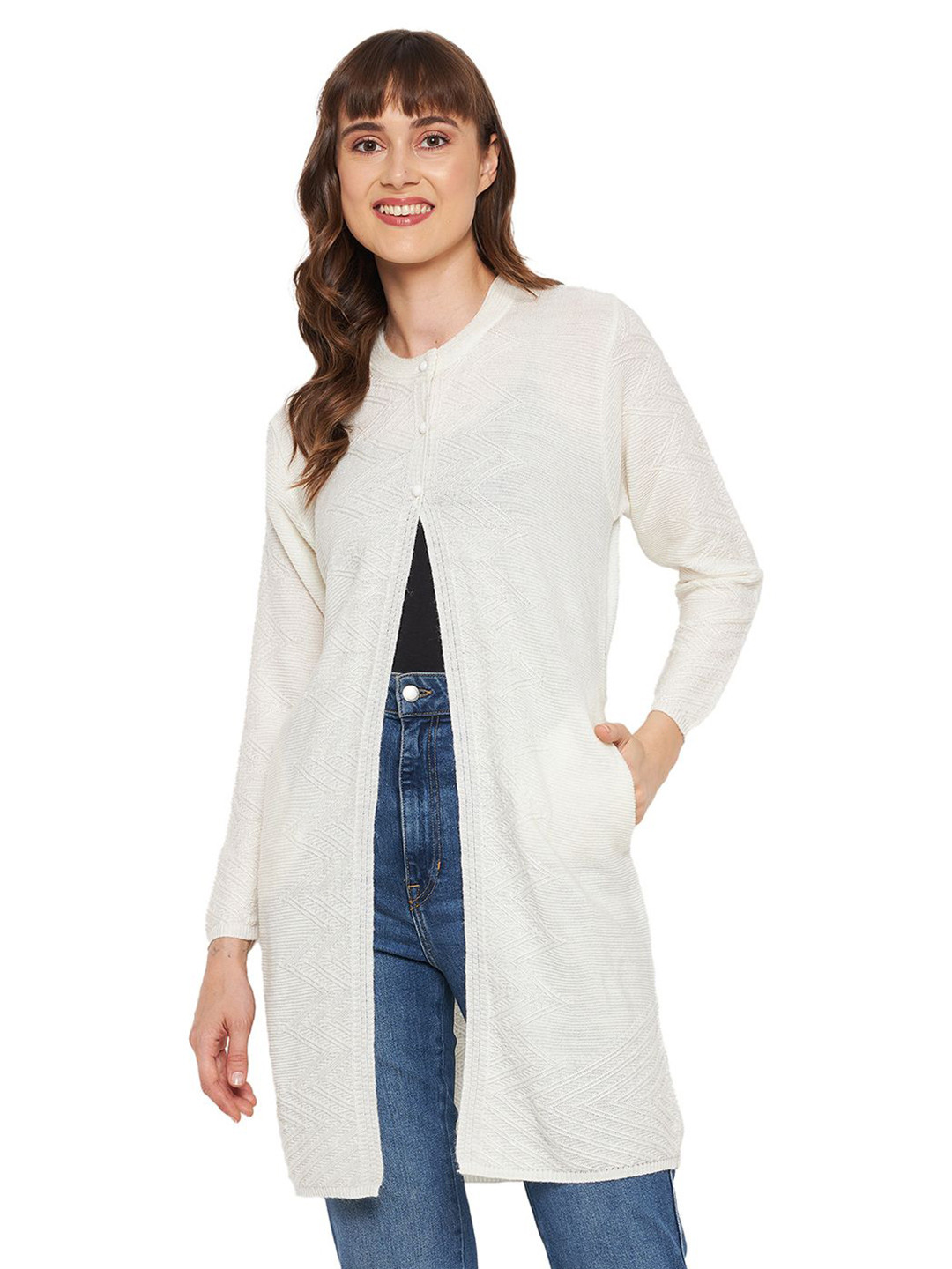 CLAPTON Self Design Woollen Longline Shrug