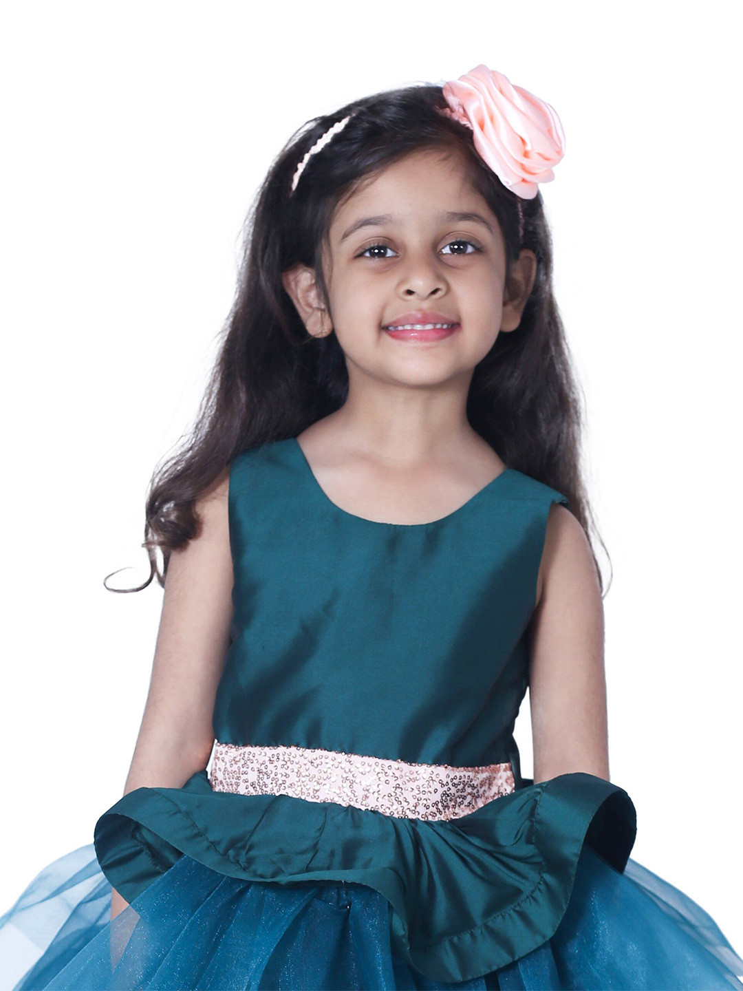 Wish little Girls Net Fit and Flare Dress With Sequined Belt