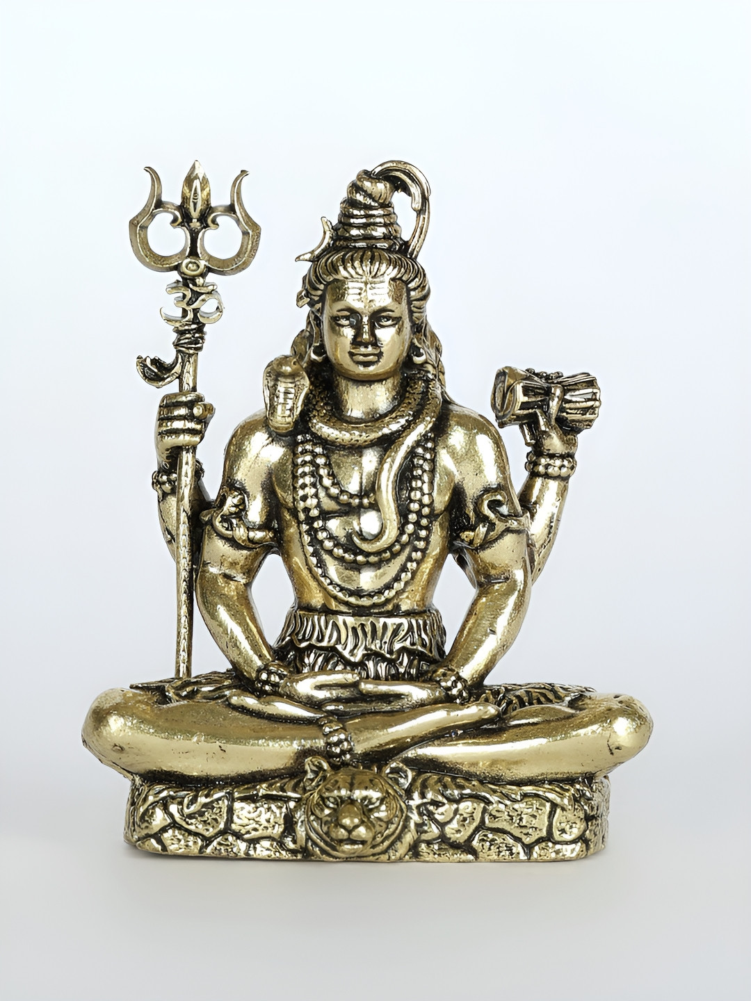 Exotic India Sitting Lord Shiva Gold Brass Metallic Prayer Room Tiny Showpiece - 1 Inches