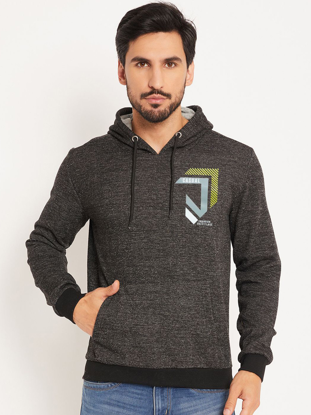 GET GOLF Men Graphic Printed Cotton Hooded Sweatshirt