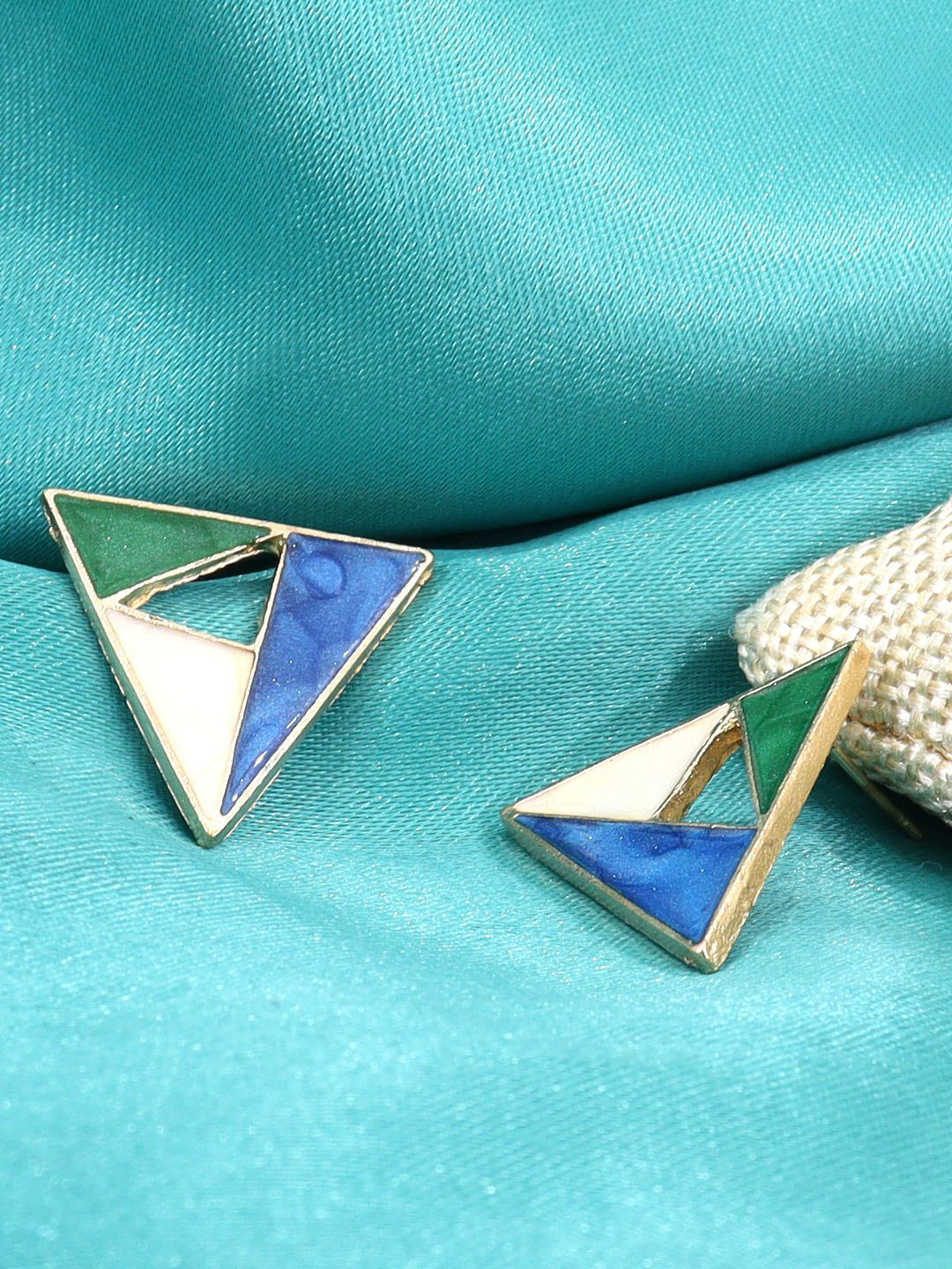 KRENOZ Geometrical Triangle Shaped Stainless Steel Antique Studs