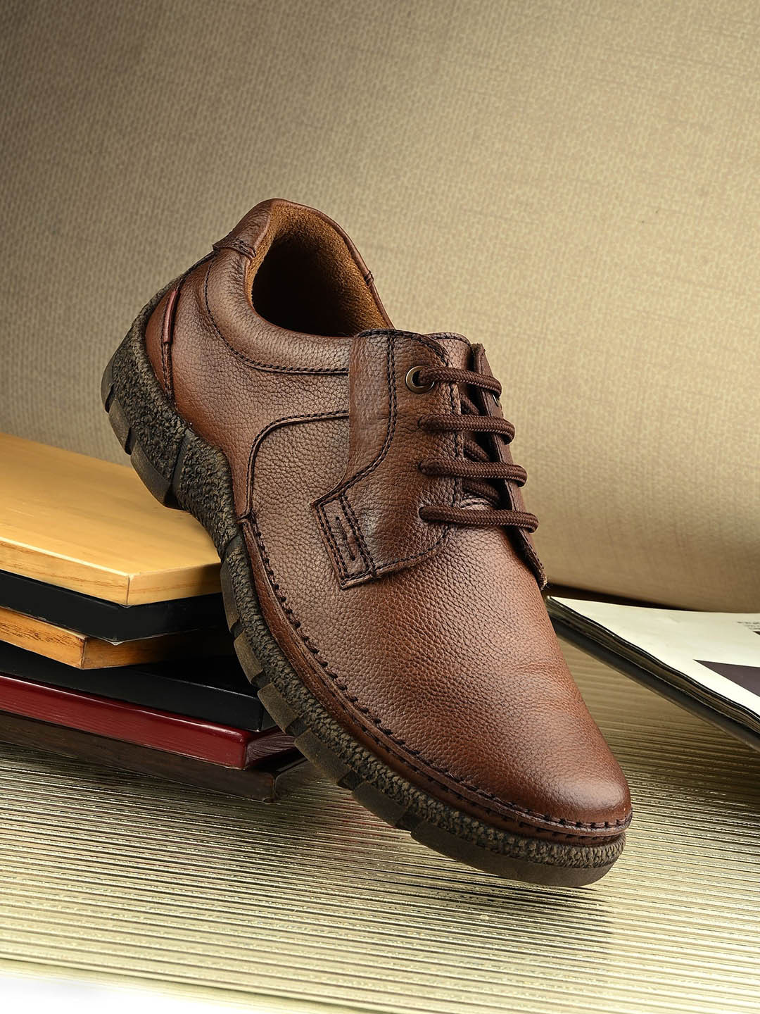 Egoss Men Genuine Leather Lace-Ups Biking Boots