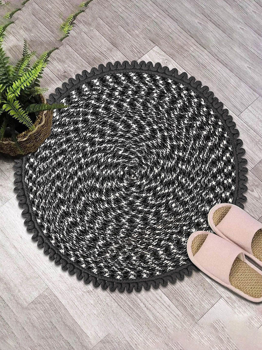 Kuber Industries Cream-Colored & Grey 6 Pieces Cotton Anti Slip Doormats