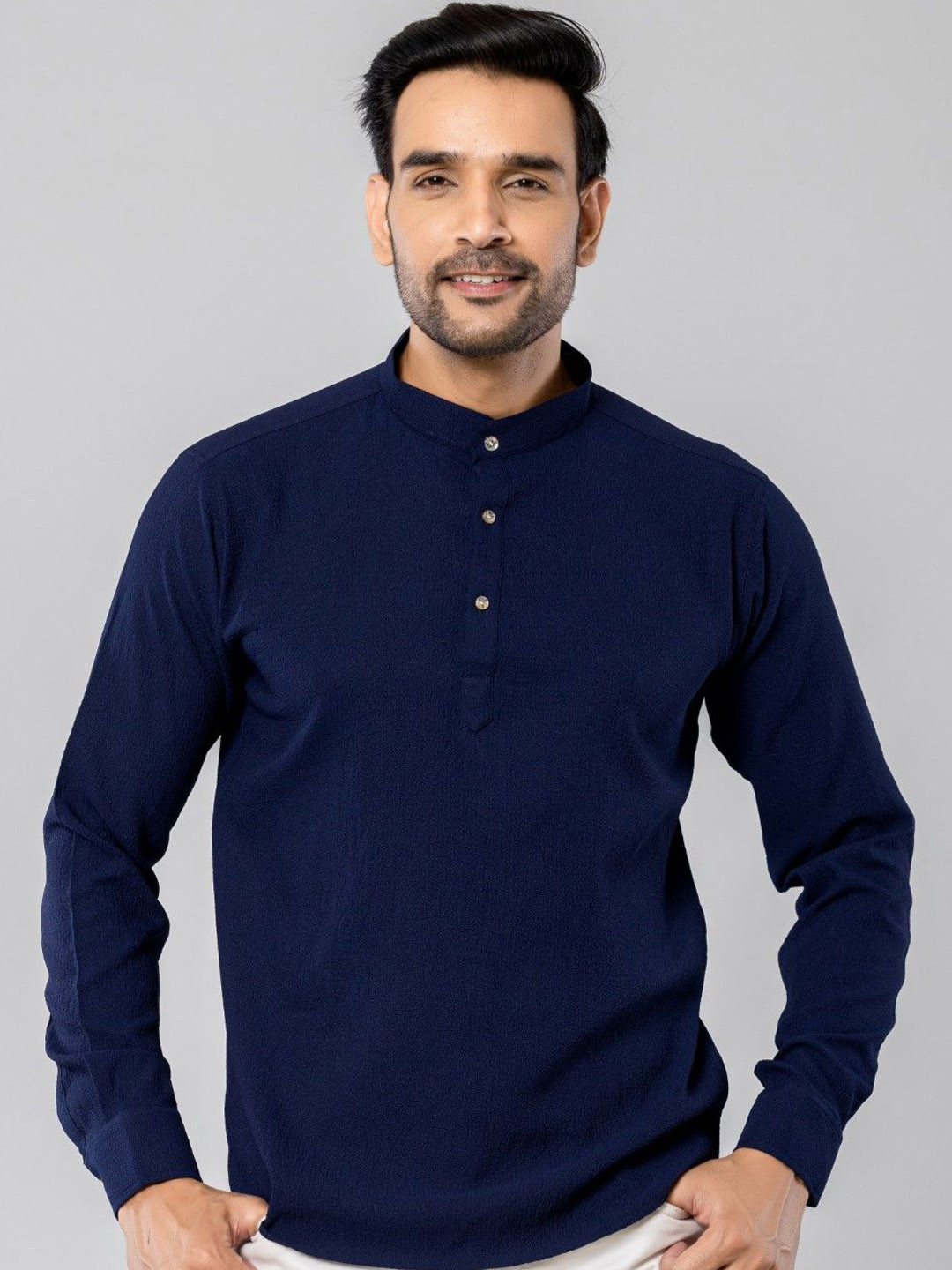 Aanys Culture Mandarin Collar Long Sleeves Straight Short Kurta