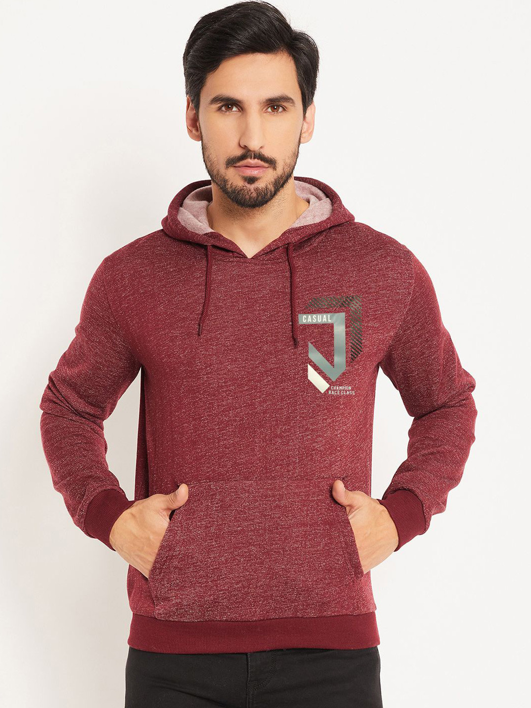 GET GOLF Men Printed Hooded Cotton Sweatshirt