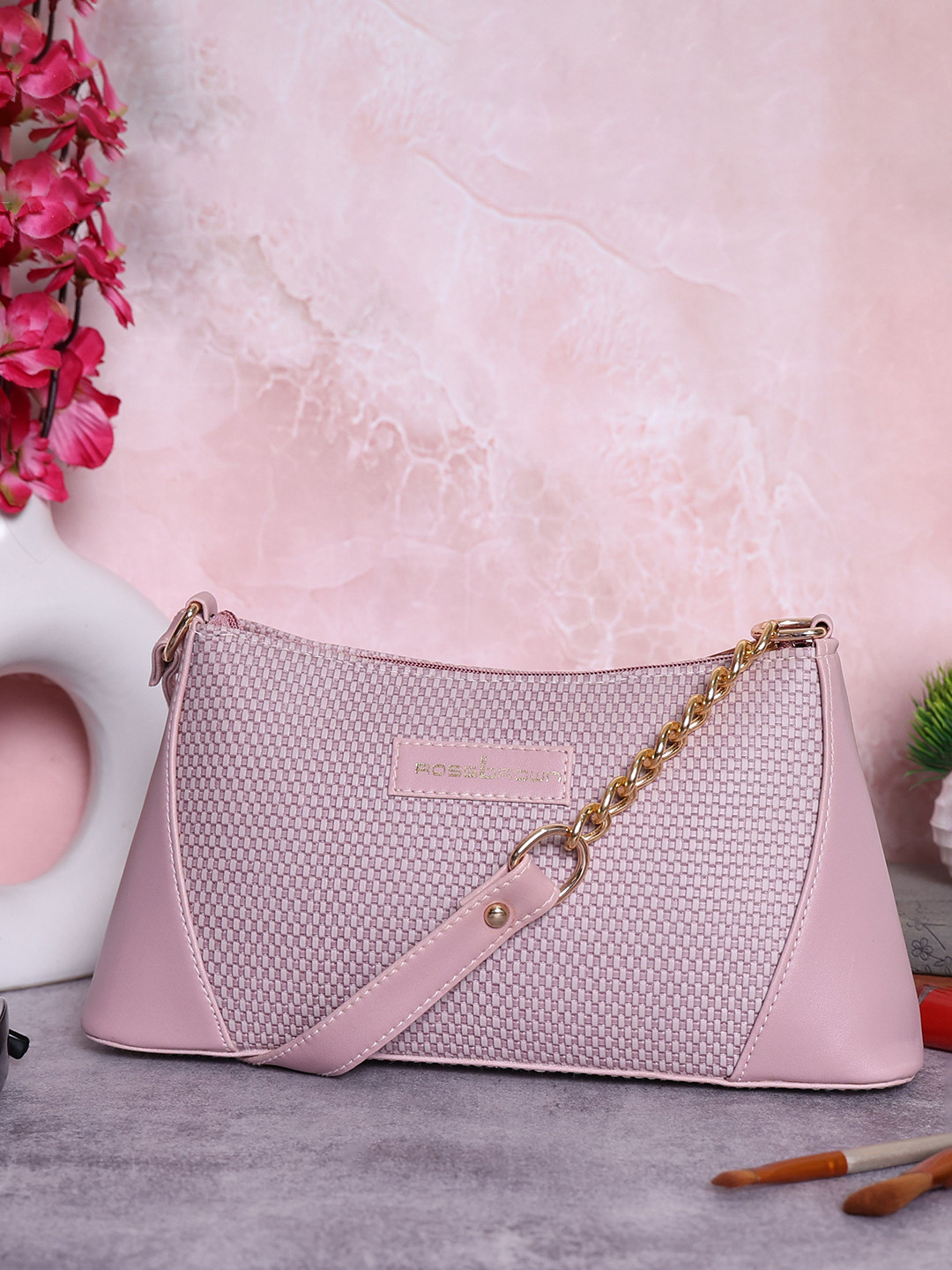 ROSS BROWN Women Textured Solid Structured Shoulder Bag