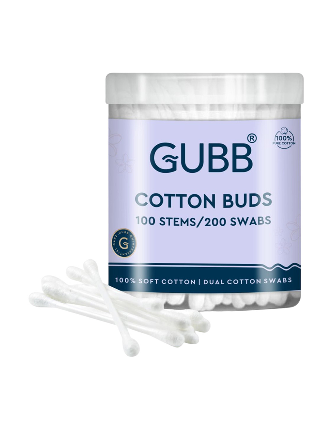 GUBB Set Of 2 Hypoallergenic Pure Cotton Buds - 100 Unit Each