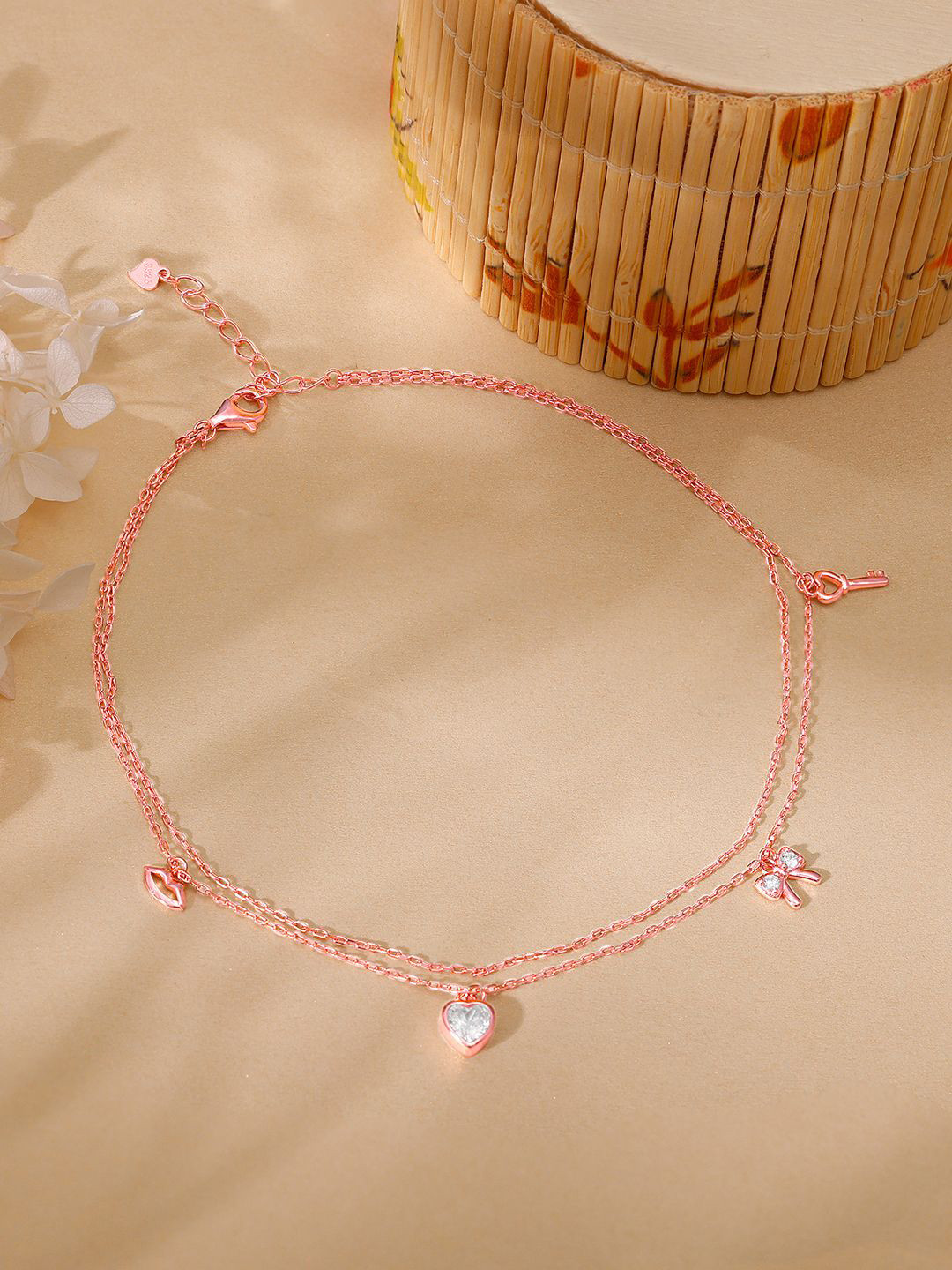 GIVA 925 Sterling Silver Rose Gold-Plated Single Anklet