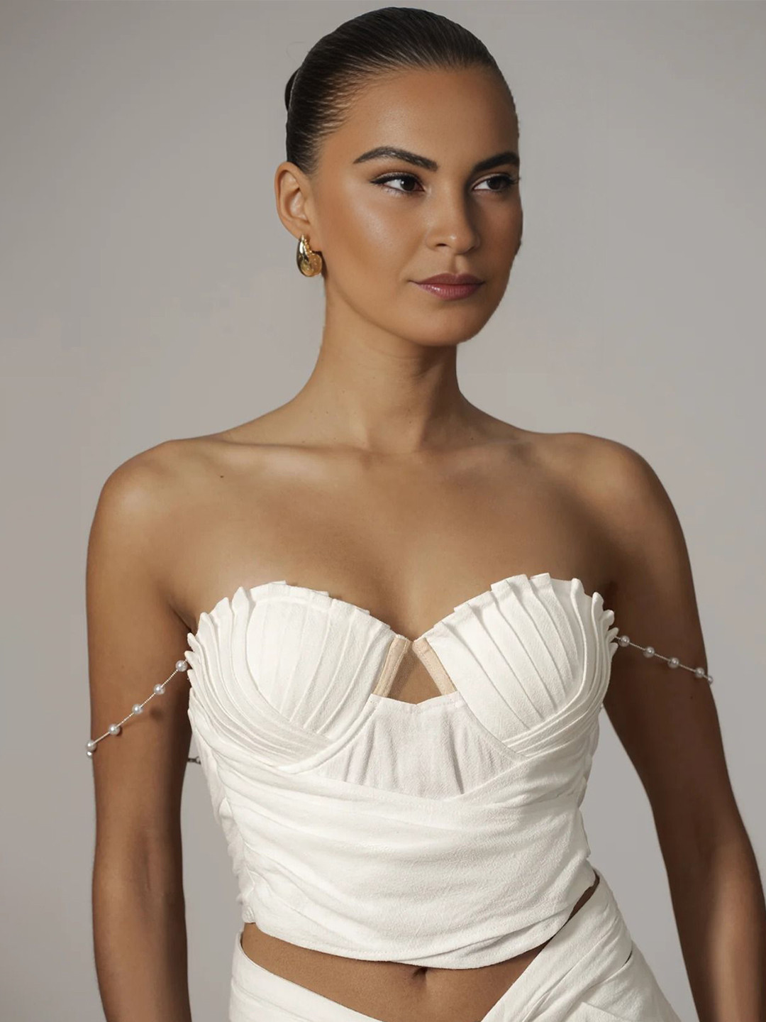 Bee Boe Women Oceana Pearl Ivory Crop Top