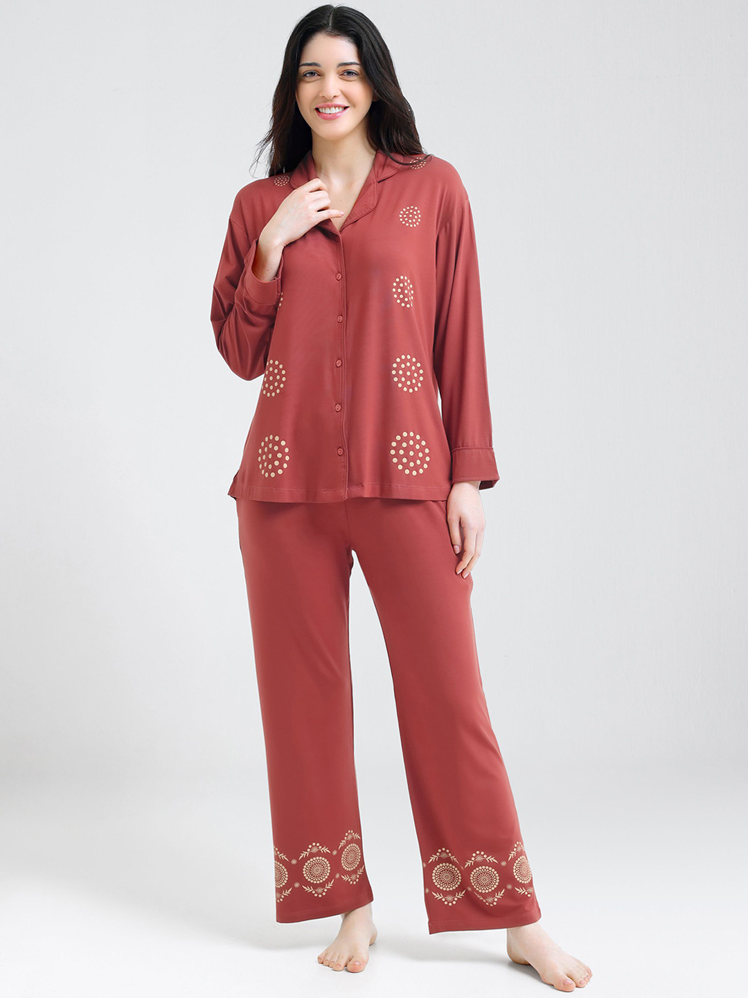 I like me Women Geometric Printed Night Suit