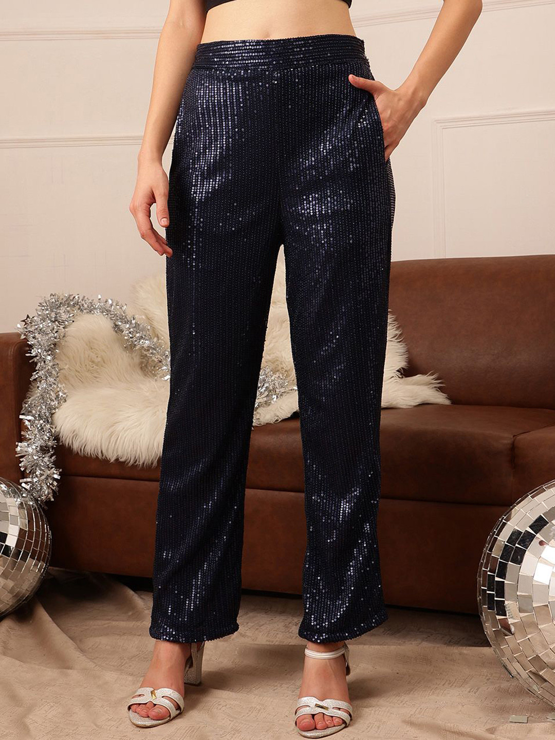 Molly & Michel Women Embellished Mid-Rise Trousers