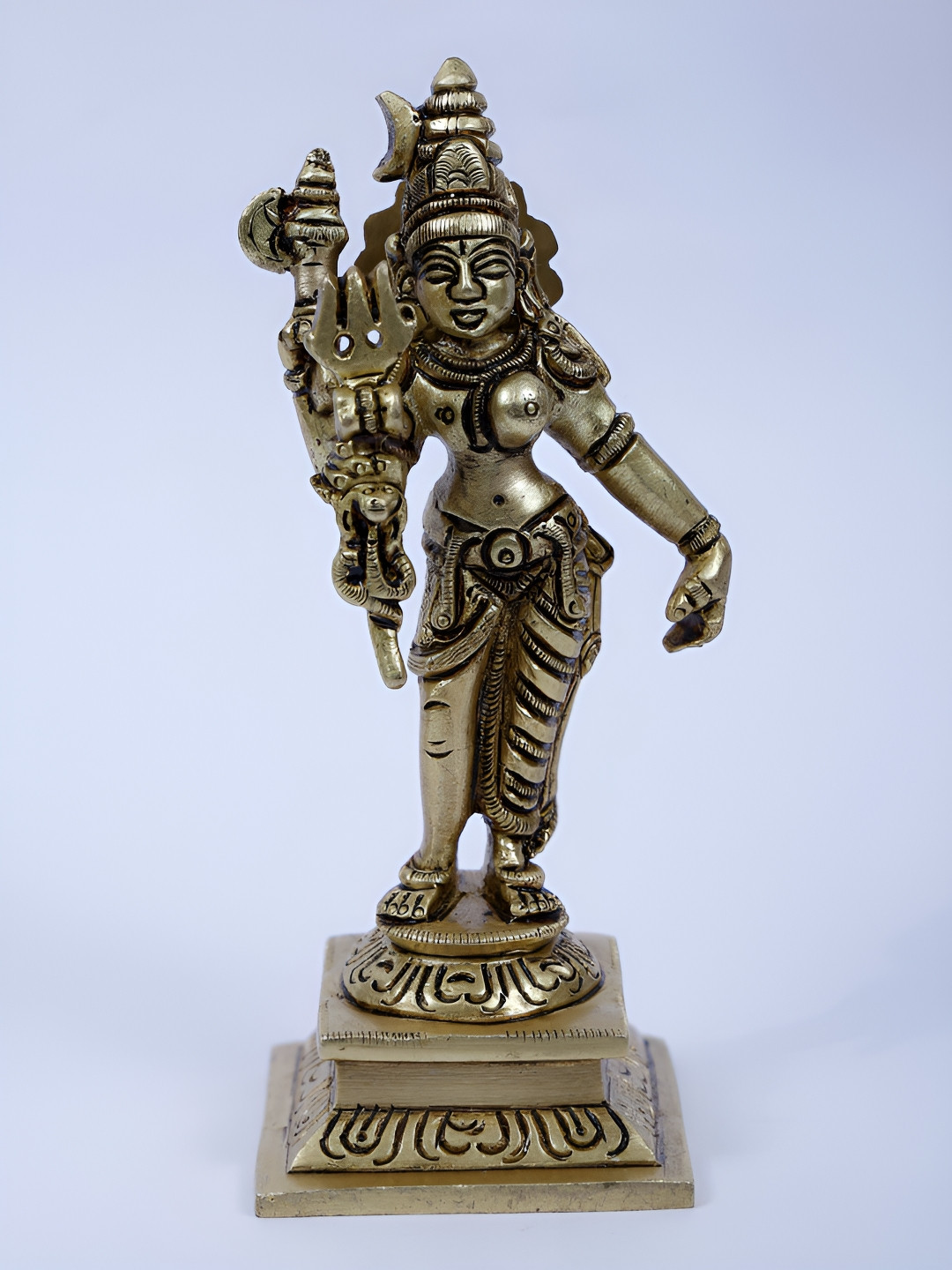 Exotic India Ardhanarishvara Gold Brass Metallic Prayer Room Small Showpiece - 2 Inches