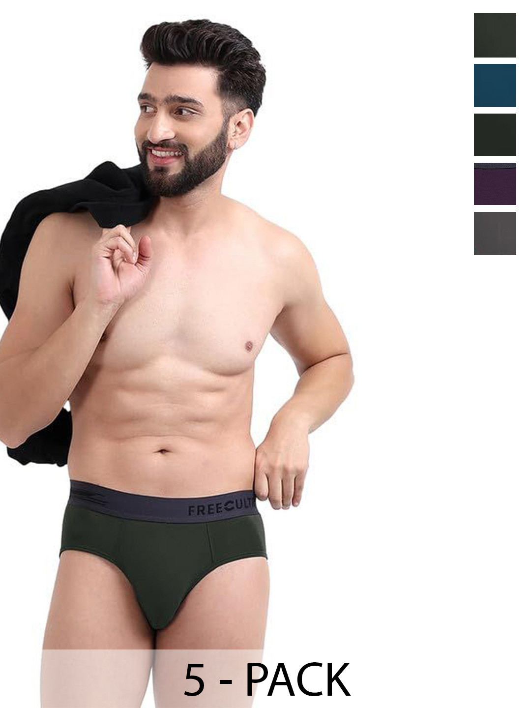 FREECULTR Pack Of 5 basic Briefs FCPXTBSEGSGTVAGMBS