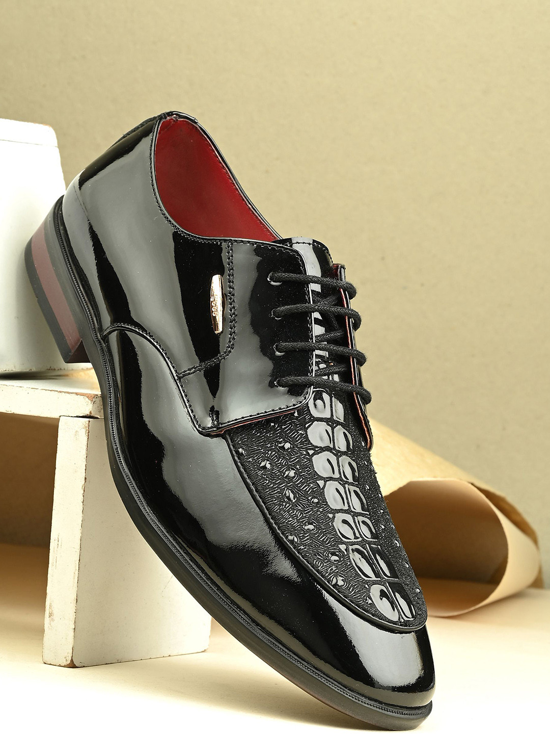 Egoss Men Colourblocked Lace Up Leather Derbys
