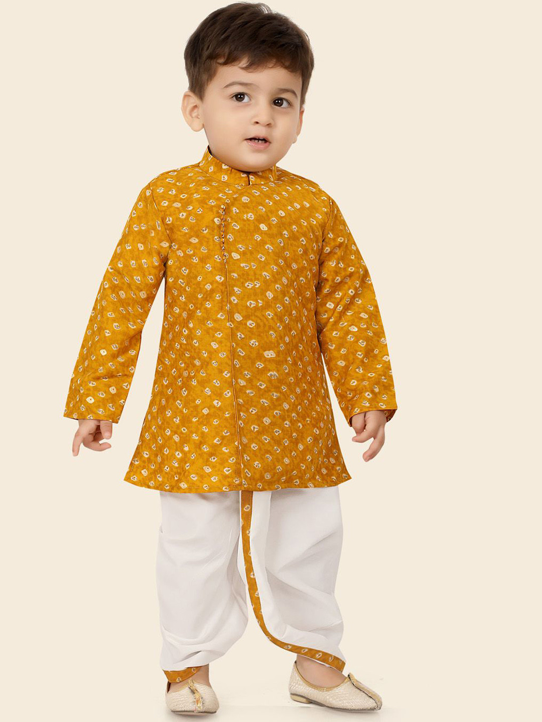 Ethniks Neu-Ron Infant Ethnic Motifs Printed Pure Cotton Straight Kurta With Dhoti Pants