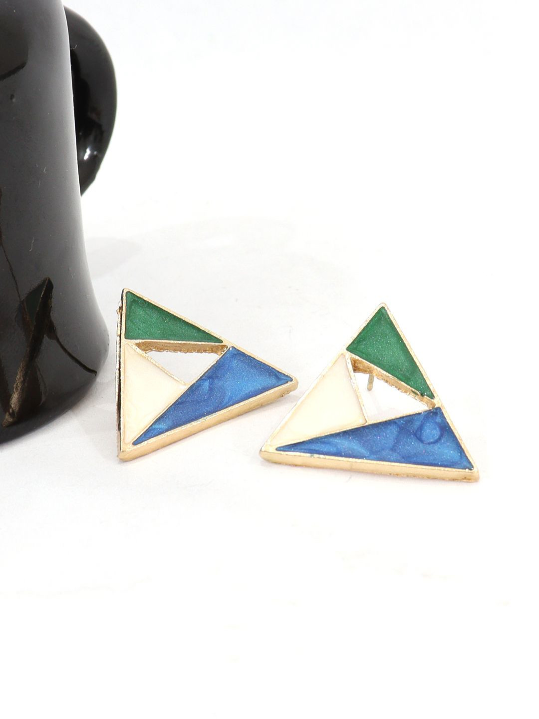KRENOZ Geometrical Triangle Shaped Stainless Steel Antique Studs