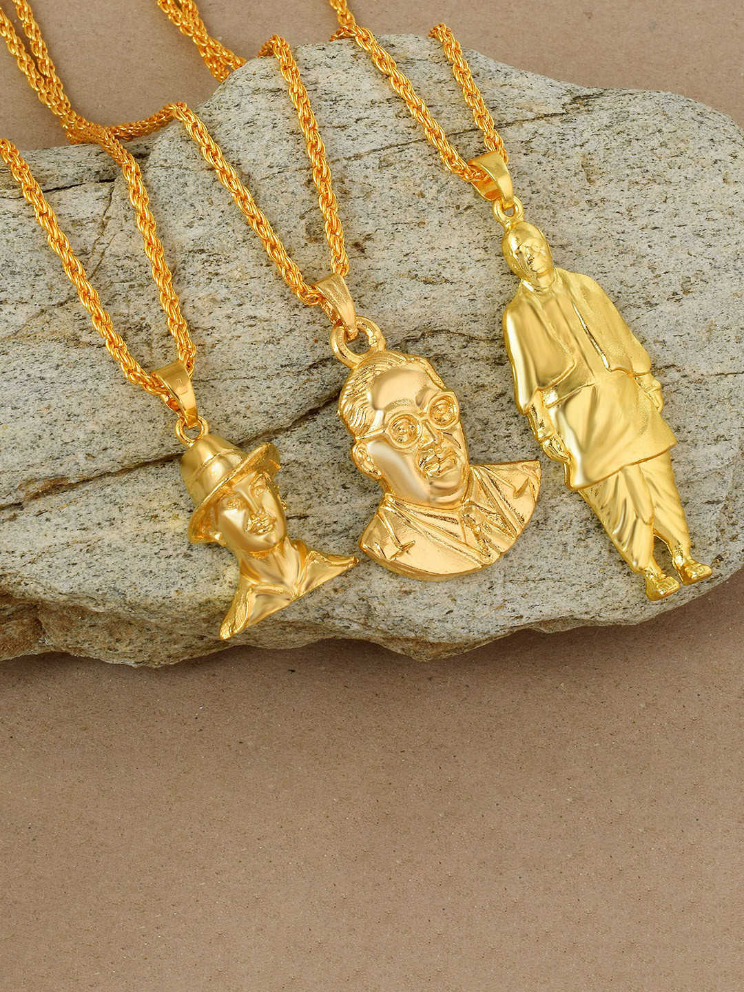 MEMOIR Set Of 3 Gold-Plated Contemporary Pendants